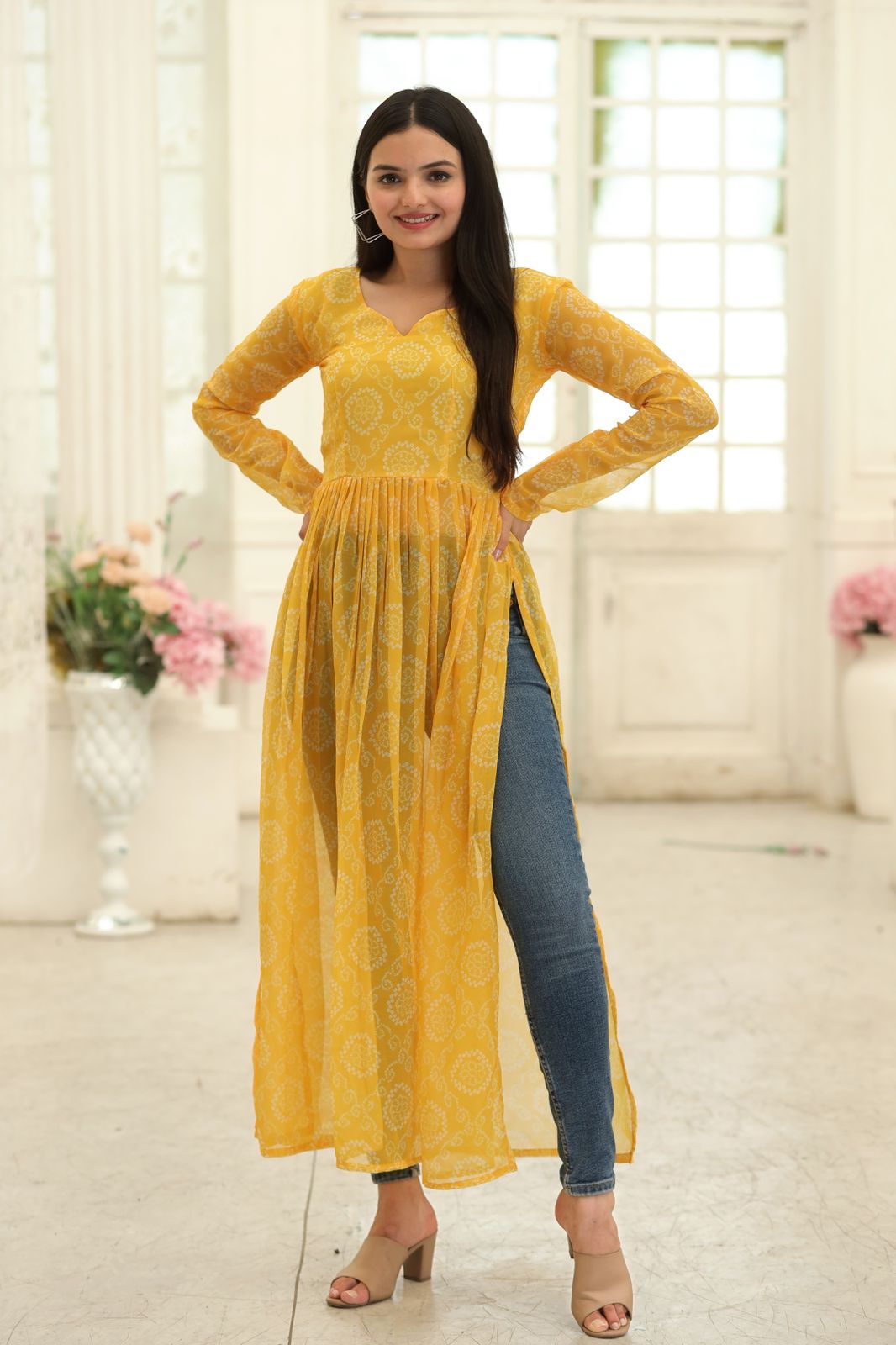 Disha ladies Yellow Cotton Kurti at Rs.200/Piece in ahmedabad offer by  Sharda Enterprise